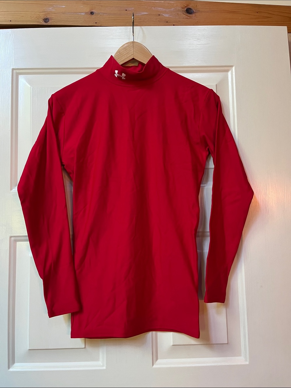 Under Armour Red Long-Sleeve Mock Neck Coldgear Performance Top